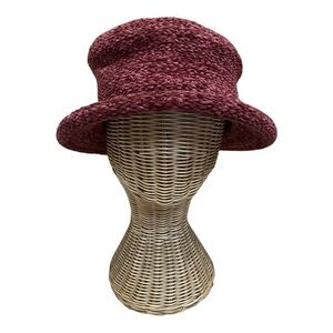 Dyed In The Wool Vintage Acrylic Chenille Burgundy Cloche Hat Made In Ireland